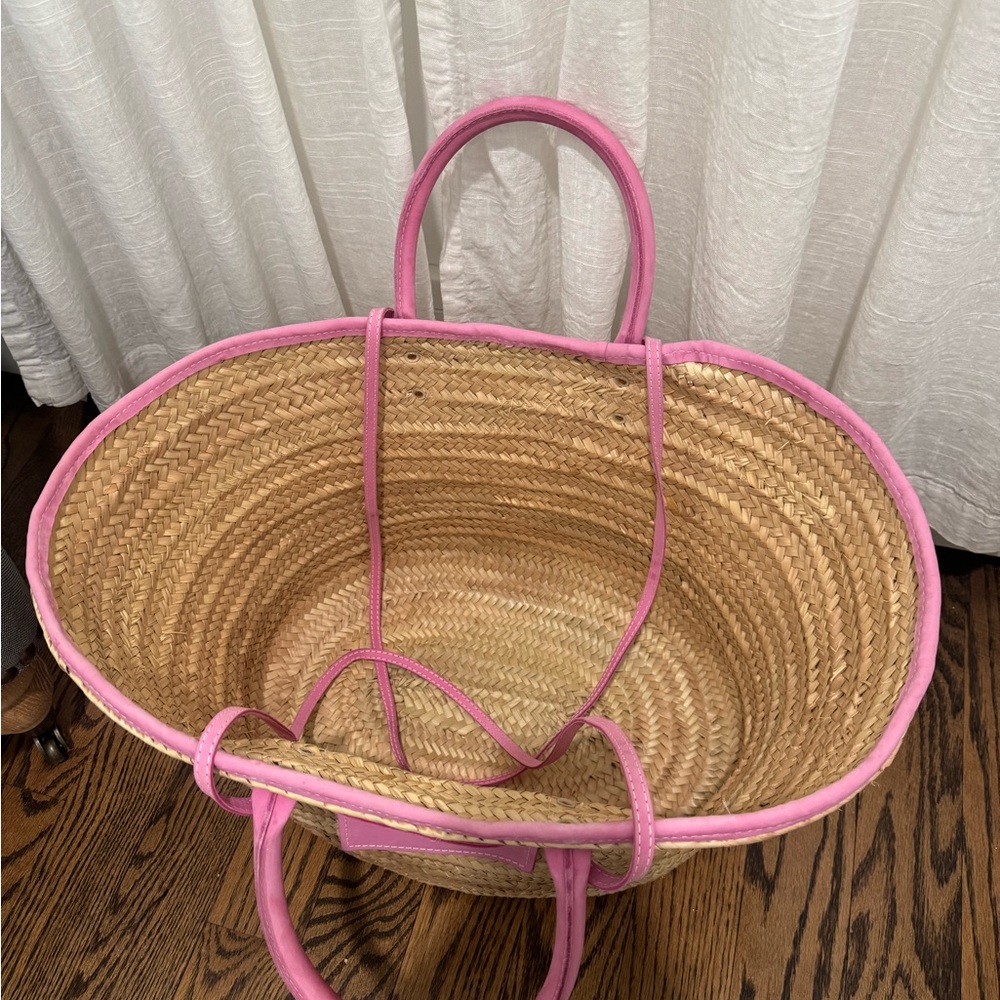 Jacquemus Pink Trimmed Straw XL Tote - Picture 3 of 7